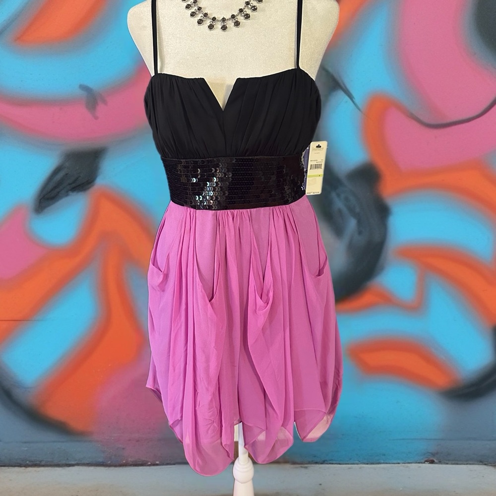 Laundry By Shelli Segal Black and Violet Dress